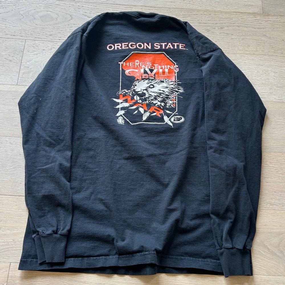 Vintage 1996 Oregon State Civil War 100th Game Long Sleeve Shirt Black Large